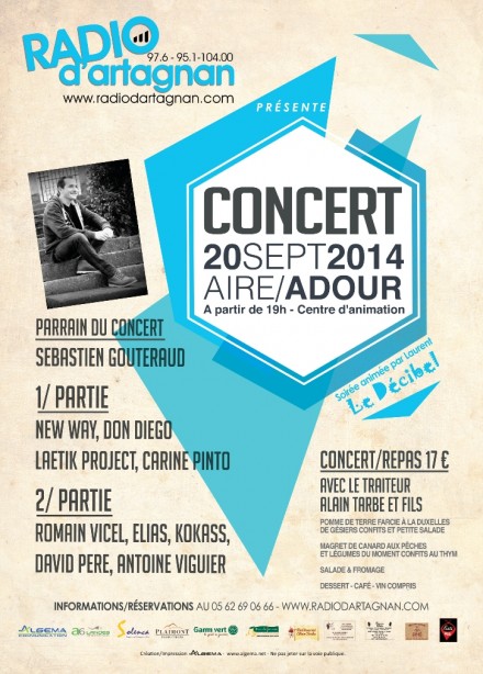 REPAS CONCERT DE RADIO D’ARTAGNAN LE SAMEDI 20 SEPTEMBRE 2014 AU CENTRE D’ANIMATION D’AIRE SUR L’ADOUR